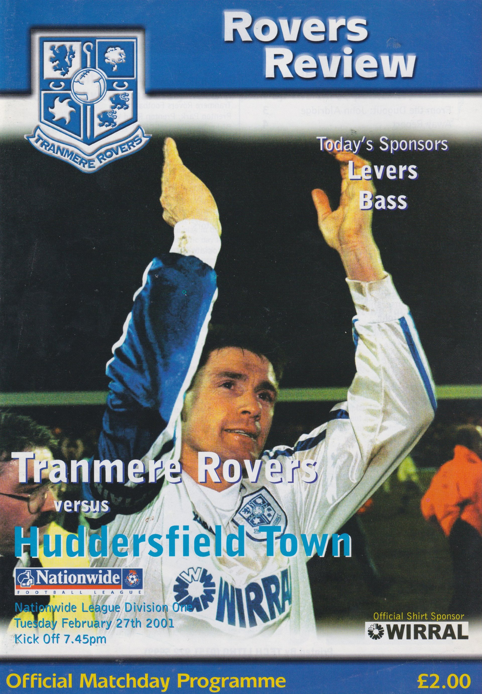 Tranmere Rovers v Huddersfield Town match programme